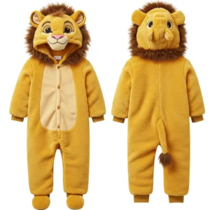 Pijama Infantil Leão Rei – Kigurumi Premium Dourado